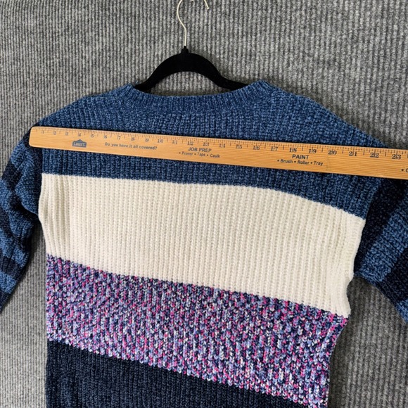 Blush & Bloom Womens M Colorblock Knit Sweater Blue Pink Y2K Preppy Cozy Cottage - Picture 9 of 10